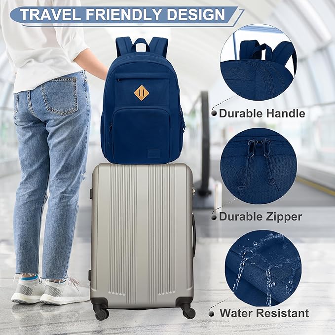 KEOFID Light Weight Travel backpack for Men and Women, Laptop Backpack for Work, Large Bag for College, Water Resistent(Blue)
