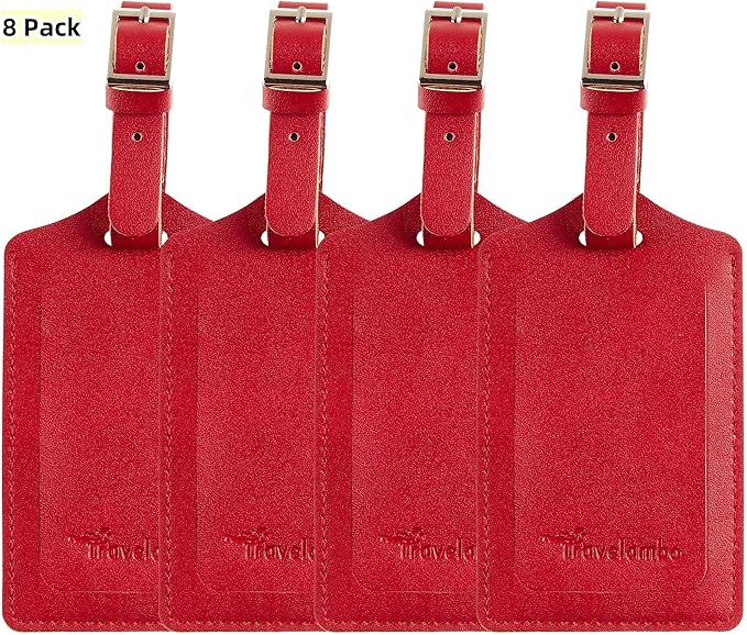 Travelambo Luggage Tags for Suitcases PU Leather Travel Tags Bag Tags Privacy Protection Travel Essentials