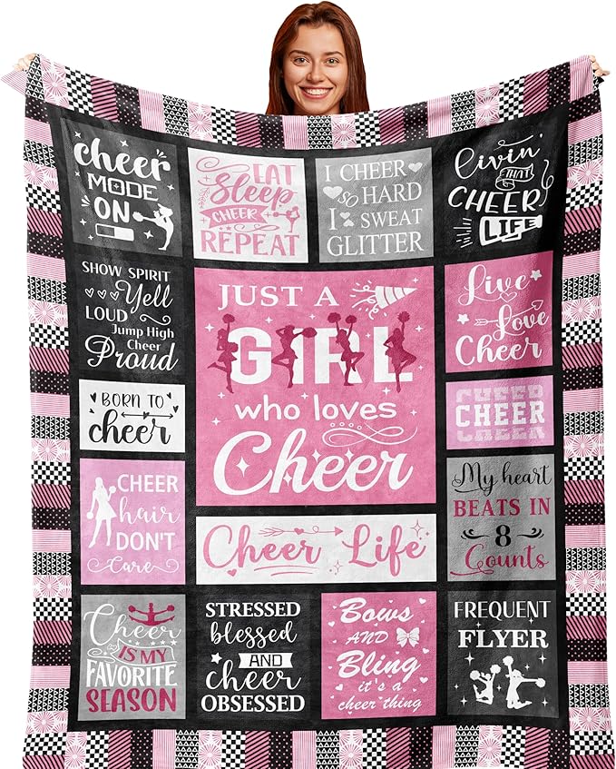 Cheerleader Gifts Women/Female, Unique Cheer Blanket for Girls on Birthday/Christmas, Best Cheerleading Gift Ideas, Cheer Competition Stuff Soft Blanket 60X50in