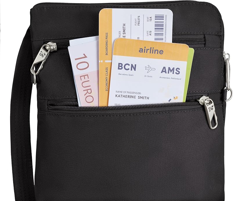 Travelon Anti-theft Classic Slim Double Zip Crossbody