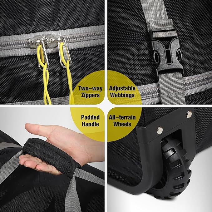 REDCAMP 85L/120L/140L Foldable Duffle Bag with Wheels, Large Travel Duffel Bag