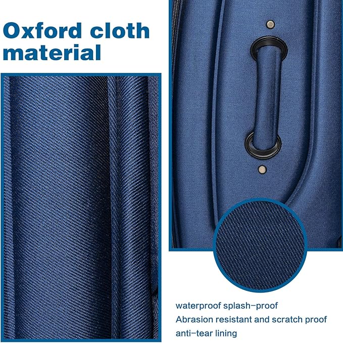 Softshell Luggage Expandable 4 Piece Set (20/24/28/32 Inch) Suitcase Polyester Softside Lightweight Luggage Travel Set Elegant Suitcase (Navy Blue)