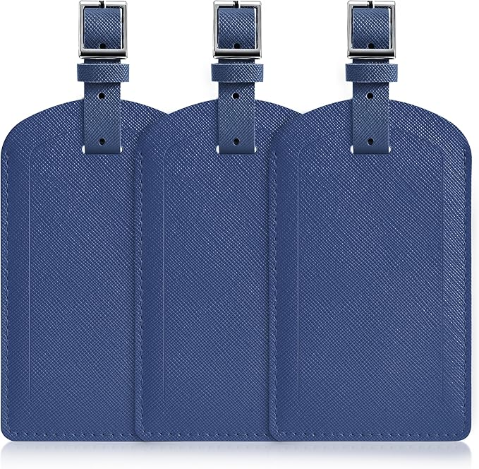 3 Pack Luggage Tags for Suitcases, TSA Approved Bag Tags, Baggage Tags with Privacy Protection, Travel Essentials Luggage Accessories, Navy Blue