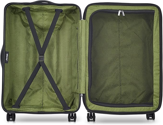 Jeep JH004C Hardside Expandable Luggage with Spinner Wheels, Black, Checked-Medium 24 Inch