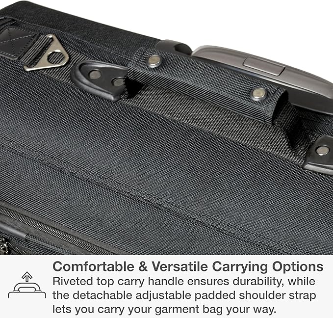Traveler's Choice Carry-On Softside 8-Wheeled Spinner Garment Bag Luggage, Black, 21-Inch