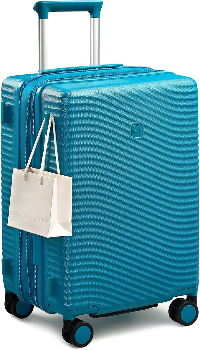 MILADA Expandable Carry On Luggage 20 Inch - Airline Approved Hardshell Suitcase with 8 Spinner Wheels, TSA Lock, Water-Resistant PC Shell, Lightweight & Durable for Travel, Caribbean Blue