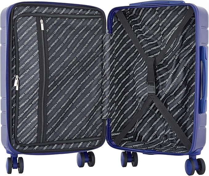 French Connection St. Martin Carry-On Luggage with Cup Holder/USB Ports, Blue Depths