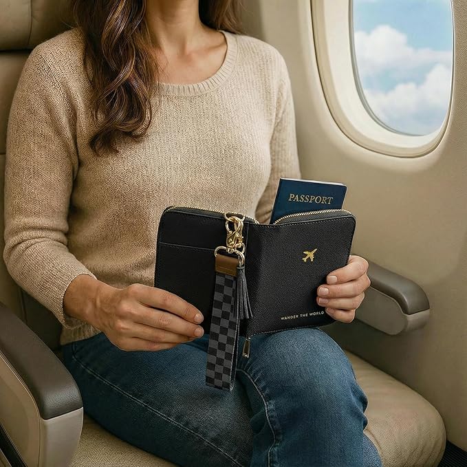 Beautiful Passport Holder for Travel with Wristlet Strap - All-in-One Wallet for Women with Card Slots and Tassel Keychain - Perfect Case to Keep Your Travel Documents Organized & Safe