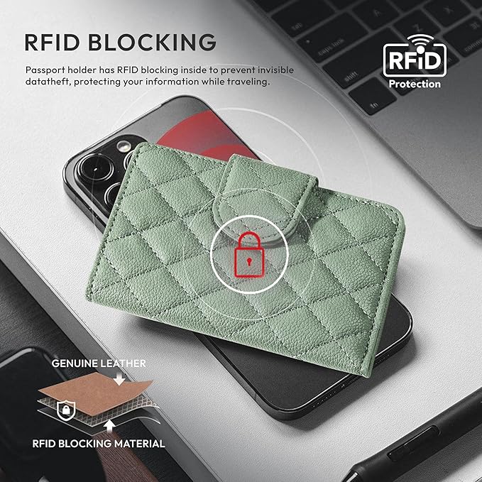 Passport Holder for Travel RFID Passport Holder with Airtag Compact Leather Passport Cover Case with Card Holders SIM Slots Passport Wallet for Women Men Airport Essentials Gift