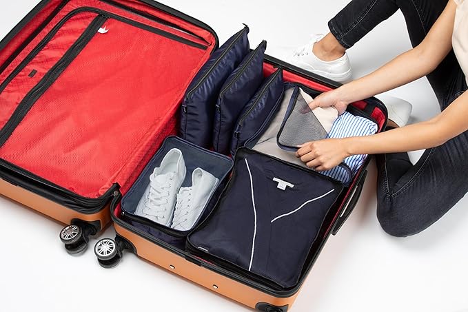 Brookstone Packing Cubes - 6 Piece Compression Packing Cubes for Travel Essentials - Luggage Sets Cube Storage Organizer Bags, Size One Size, Blue