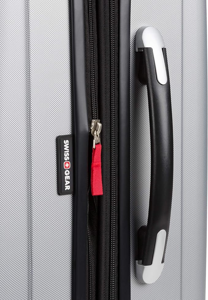 SwissGear 7585 Hardside Expandable Luggage with Spinner Wheels, Silver, Checked-Medium 23-Inch