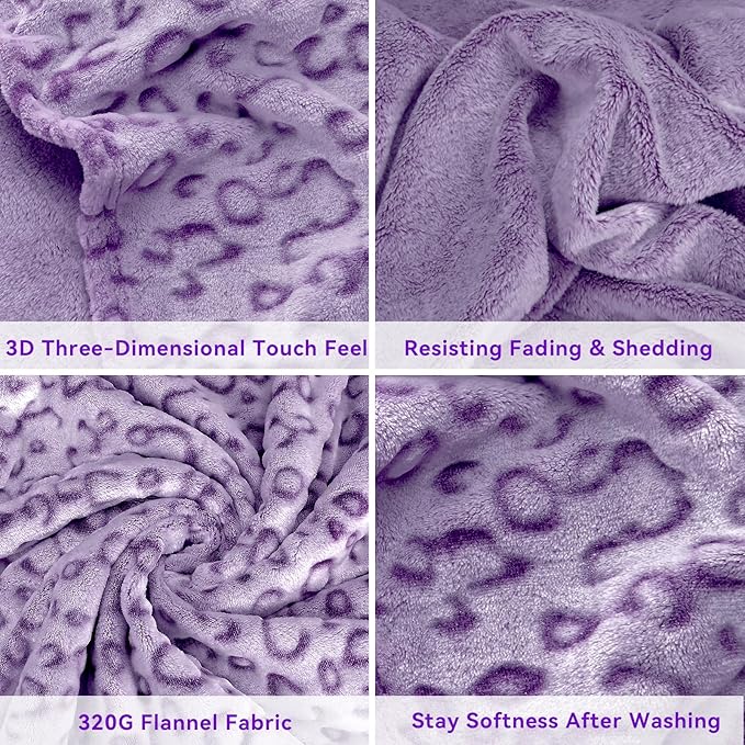 Purple Leopard Print Blanket for Women, Soft Plush Cheetah Blanket, King Size Fleece Blanket for Bed Couch, Home Decor Bedroom Living Room Decor, Mothers Day Birthday Gifts for Mom Grandma