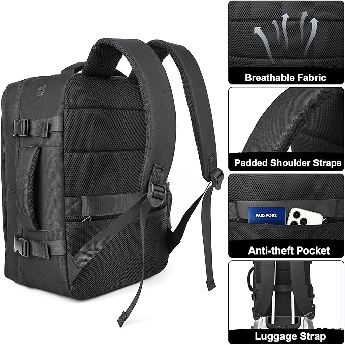 Travel Backpack for Men Women, 18x14x8 inches TSA Approved Carry On Backpack Personal Item Size Airplane Approved Weekender Bag, Water Resistant Lightweight Laptop Daypack for Flight