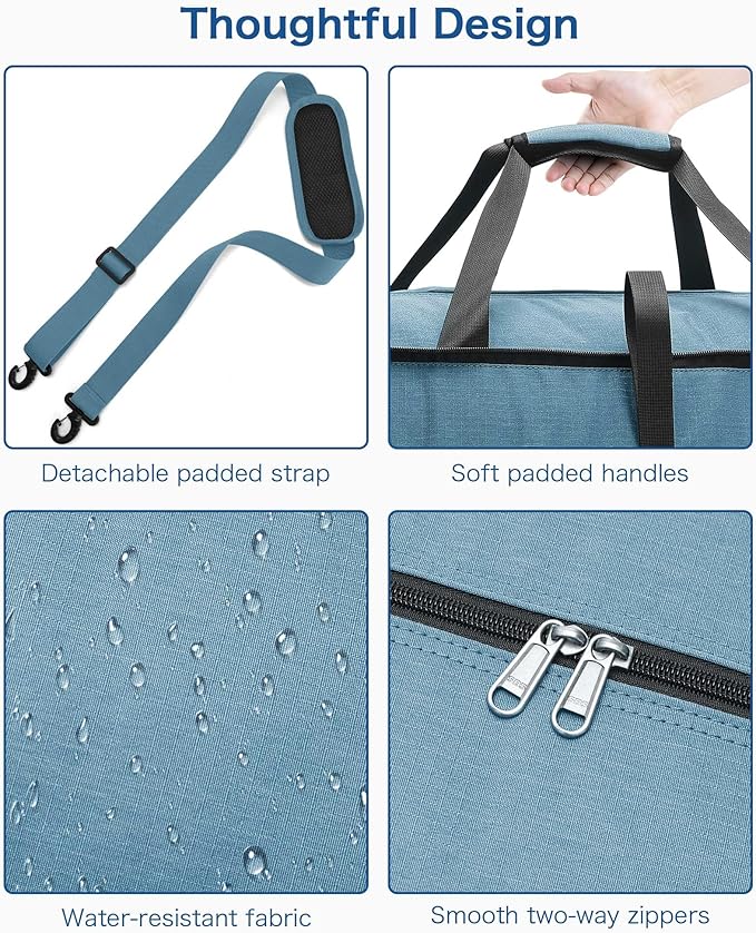 80L EXTRA LARGE Duffle Bag for Travel, 26" Foldable Travel Duffel Bag with Shoe Compartment for Men Women, Waterproof & Tear Resistant (Light Blue, EXTRA LARGE, 80L)