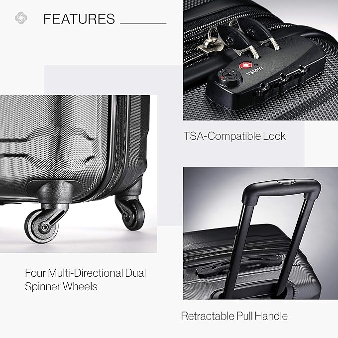 Samsonite Omni PC Hardside Expandable Luggage with Spinner Wheels, Black, 2-Piece Set (20/24)
