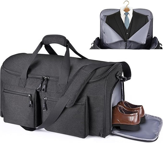 HILOMON Convertible Duffle Bags for Travel Carry On Suit Duffle Bags with Shoulder Strap 2 in 1 Hanging Garment Duffle Bag for Men Women