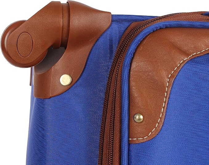 steve madden Designer Luggage Collection - Lightweight Softside Expandable Suitcase for Men & Women - Durable 20 Inch Carry On Bag with 4-Rolling Spinner Wheels, Global Blue, 20in, Spinner