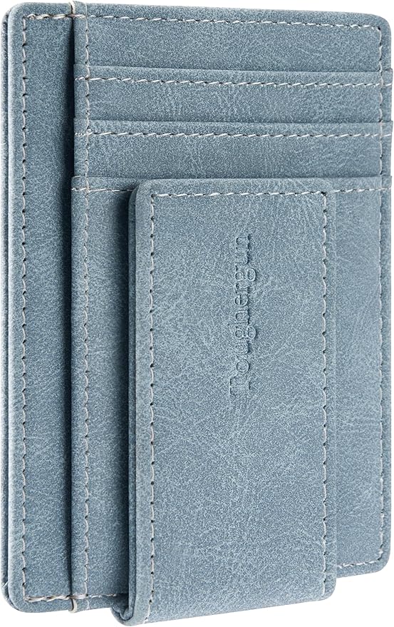 Toughergun Slim Wallet for Men RFID Blocking Money Clip, Minimalist Front Pocket Credit Card Holder, Magnetic Thin Mens Wallets with ID Window