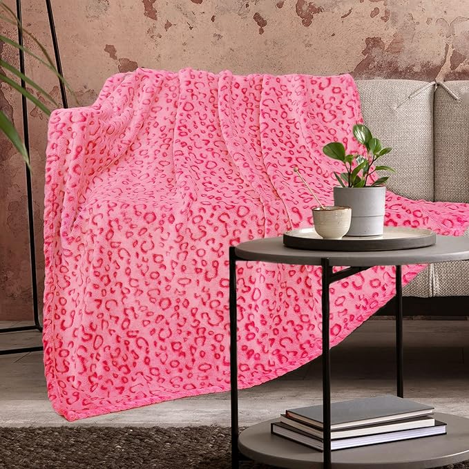 ZHIKU Pink Blanket for Women - Cheetah Print Blanket Pink Gifts for Women Mother Girls Soft Warm Leopard Print Throw Blanket for Birthday Gifts Queen Size