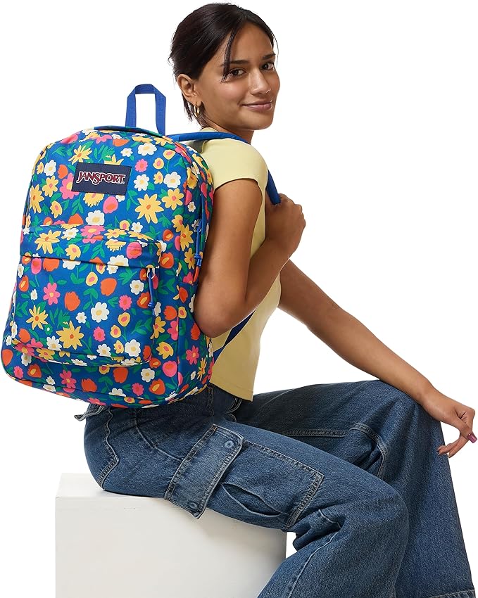 JanSport SuperBreak One Backpack - Durable, Lightweight Bag with 1 Main Compartment, Front Utility Pocket with Built-in Organizer, Premium Backpack, Flower Market