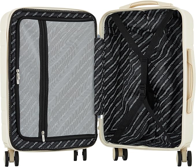 French Connection St. Martin Carry-On Luggage with Cup Holder/USB Ports, Whitecap Gray