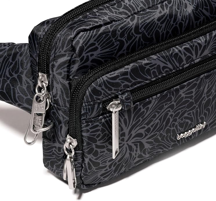 Baggallini Securtex Anti-theft Belt Bag 8.8"x5.5" Crossbody Fanny Pack for Women RFID Wallet Locking Zipper Travel Purse