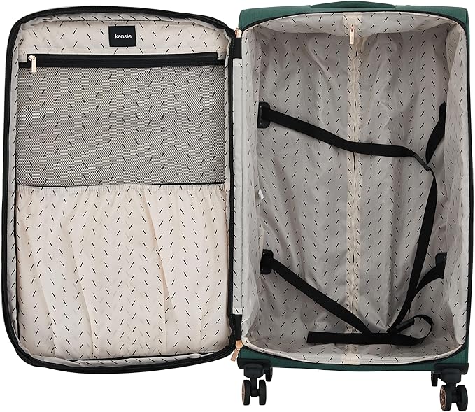 kensie Hudson Softside 3-Piece Spinner Luggage Set, Smoke Pine