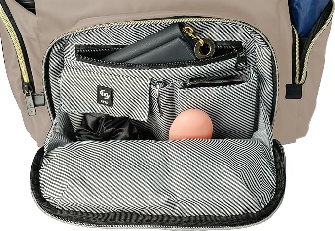 Kenneth Cole REACTION Madison Square Lightweight Hardside Chevron Expandable Spinner Luggage, Taupe, 2-Piece (20" Carry On + Sophie Backpack)