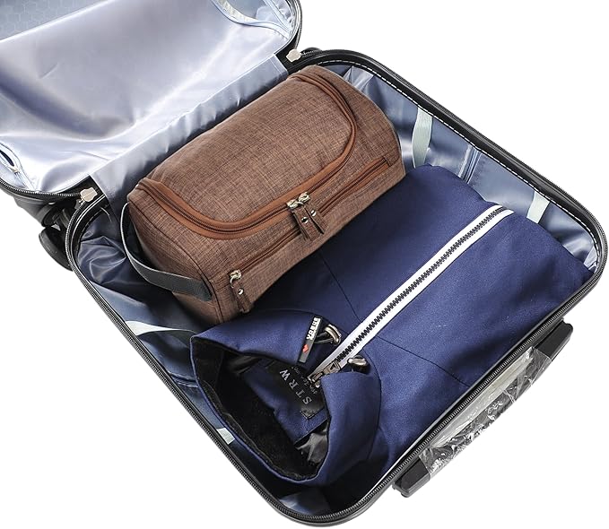 Vercord Mens Toiletry Bag Wash Travel Small Shaving Dop Kit Shower Bathroom Ditty Hygiene Bag Frosted Coffee