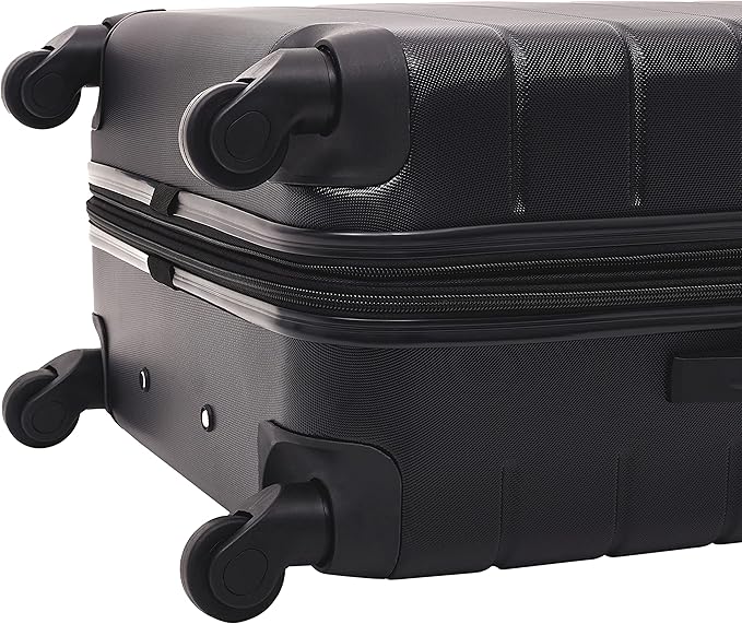 Wrangler Smart Luggage Set with Cup Holder, USB Port and Phone Holder, Black, 2 Piece Set