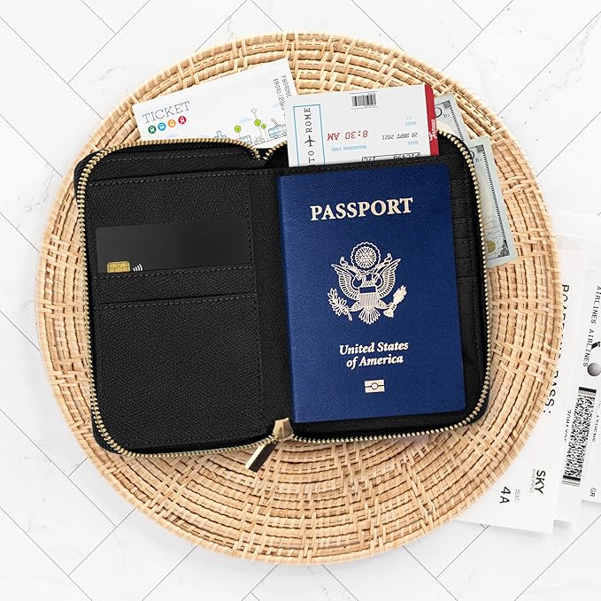 Beautiful Passport Holder for Travel with Wristlet Strap - All-in-One Wallet for Women with Card Slots and Tassel Keychain - Perfect Case to Keep Your Travel Documents Organized & Safe