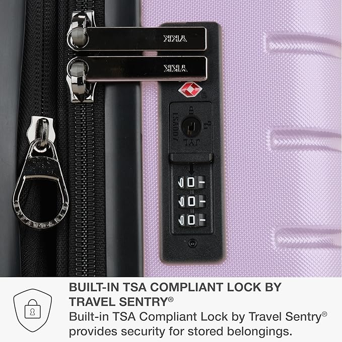 Traveler's Choice Archer Polycarbonate Hardside Spinner Luggage Set, Tie Down Straps, Purple, Carry-On 21-Inch