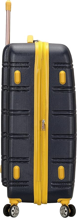 Rockland Melbourne Hardside Expandable Spinner Wheel Luggage, Navy, Checked Large 28"