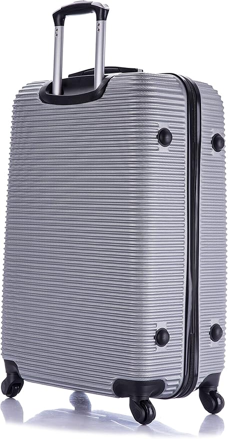InUSA ROYAL Hardside Spinner Luggage with Ergonomic Handles | Spacious Travel Suitcase with Four Spinner Wheels and Studs | 28 Inch Large Spinner Luggage | Silver