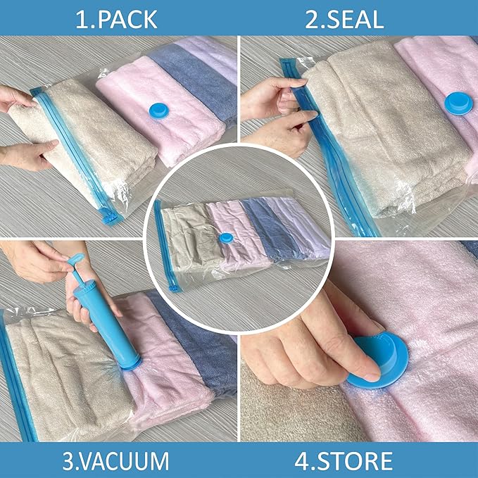 Vacuum Storage Bags, Vacuum Seal Space Saver Bags for Clothing, Travel Lugggage, Carry-on, Blankets, Comforters, Pillow, Bedding, 20 Combo
