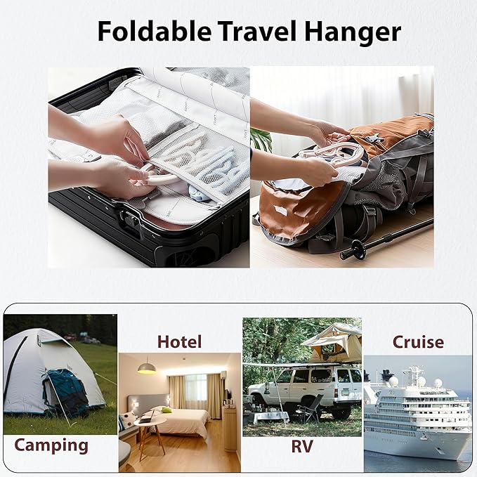 Travel Hangers, Cruise Ship Essentials Travel Essentials, Portable Cruises Must Haves 2025, Folding Hangers for Suitcase, RV Camping Airplane Europe Vacation Essential (20, Mixed)