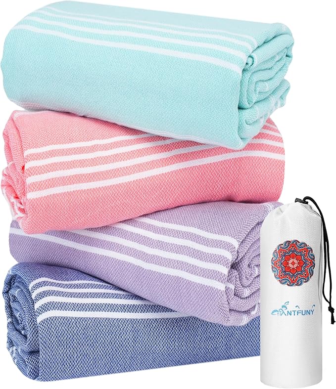 Antfuny 4 Packs Turkish Beach Towels Yoga Blanket Gym Workout Towel 2024 Women Birthday Gift Ideas for Mom Day Mother Grandma Wife Sister Girlfriend Her Friend Appreciation Thank You