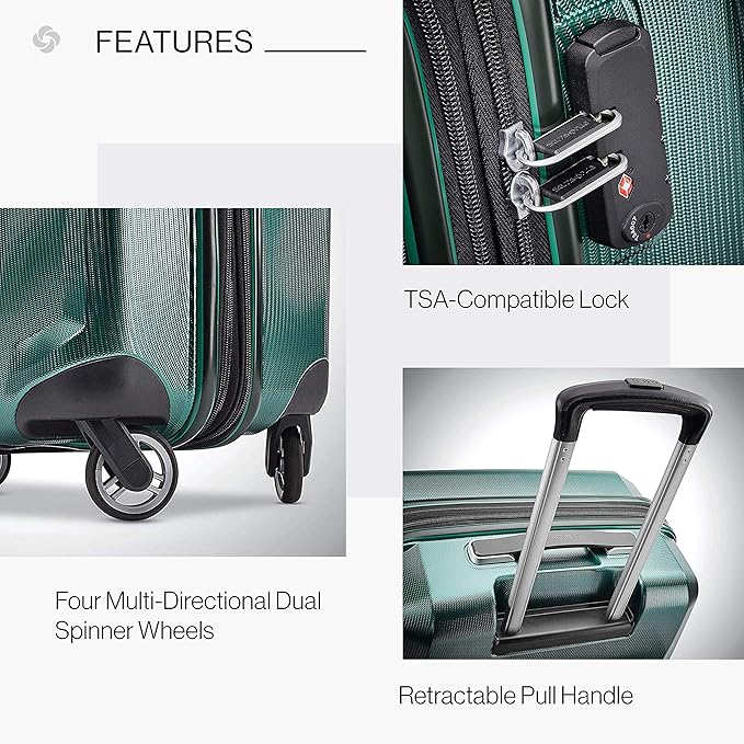 Samsonite Winfield 3 DLX Hardside Expandable Luggage with Spinners, Checked-Large 28-Inch, Emerald