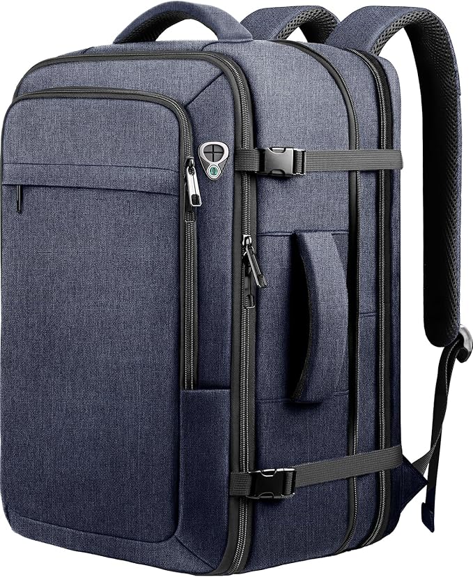 Carry on Backpack, 35L-45L Expanable Travel backpack,TSA Airplane Approved, Daypack Weekender Bag Fits 17 Inch Laptop, Travel Gifts for Men, Blue