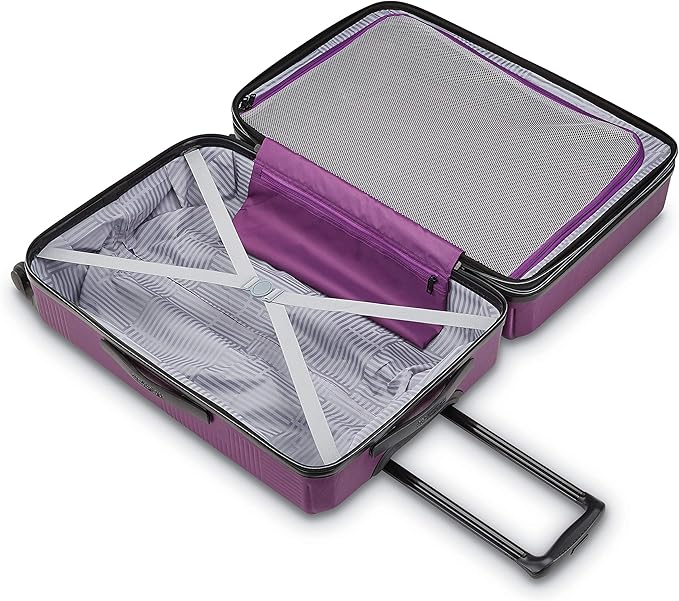 American Tourister Stratum XLT Expandable Hardside Luggage with Spinner Wheels, Power Plum, Checked-Large 28-Inch