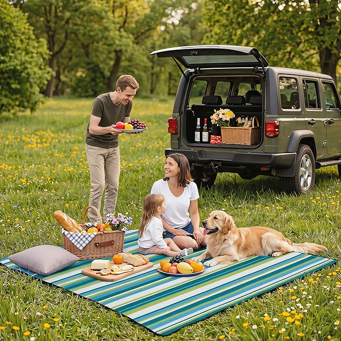 AISPARKY Pocket Beach Blanket Waterproof Sandproof Compact Picnic Mat with Sand Remover, Portable Outdoor Mat for Camping Hiking Travel Festival