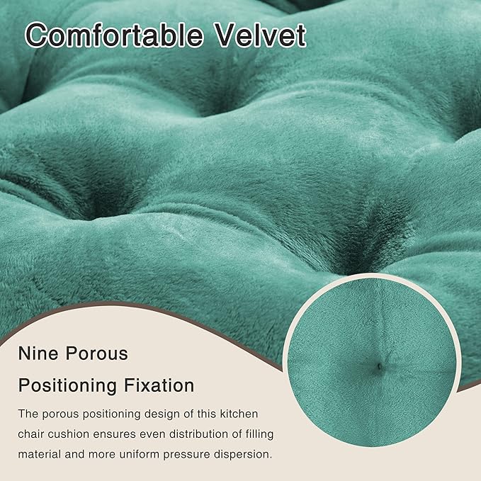 OVOV 4 Pack Chair Cushions for Dining Chairs Soft Seat Cushions for Kitchen Desk Chairs Square Chair Pads with Ties (15.5"x15.5" Lake Blue)