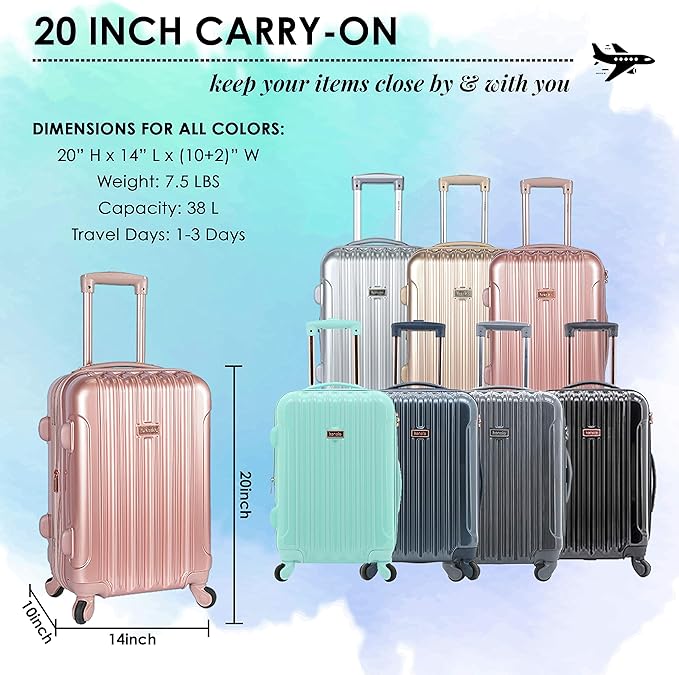 kensie 20" "Alma" Carry-On TSA-Lock Spinner Luggage, Black