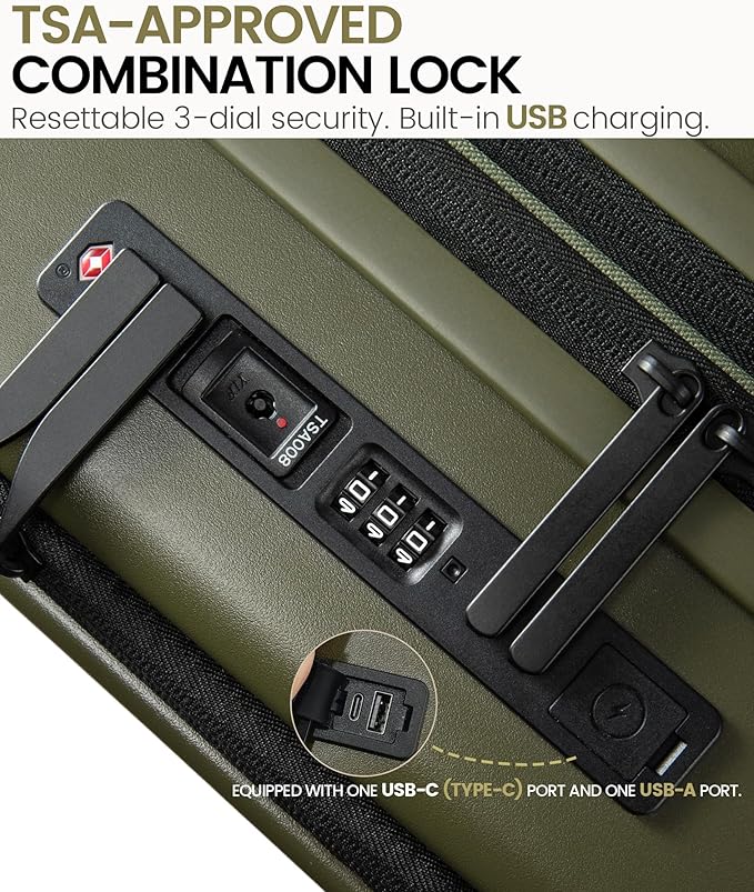 LOVEVOOK Carry On Luggage 22x14x9 Airline Approved, Expandable Hard Shell Suitcase with Spinner Wheels, USB Charging Port & Front Pocket, PC Hardside Rolling Luggage with TSA Lock for Travel