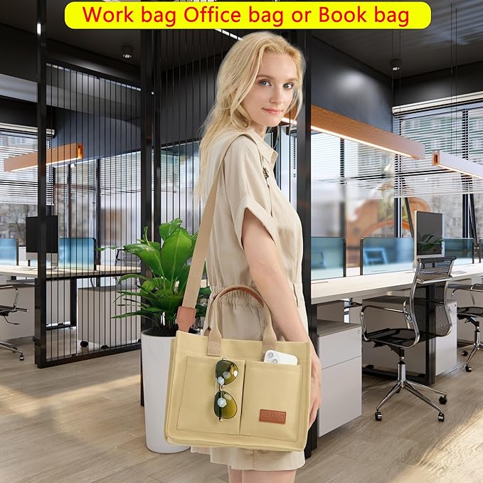 ZHMO Canvas Tote Bag for Women,Women's Bags Crossbody Bags Work Laptop Tote Bag Large Handbags Purse for Travel Nurse Teacher