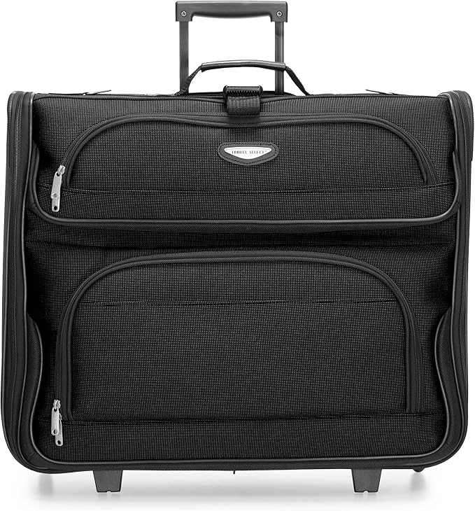 Travel Select Amsterdam Business Rolling Garment Bag, Softside Expandable Rolling 2-Wheeled Suit Carrier, Black, One Size
