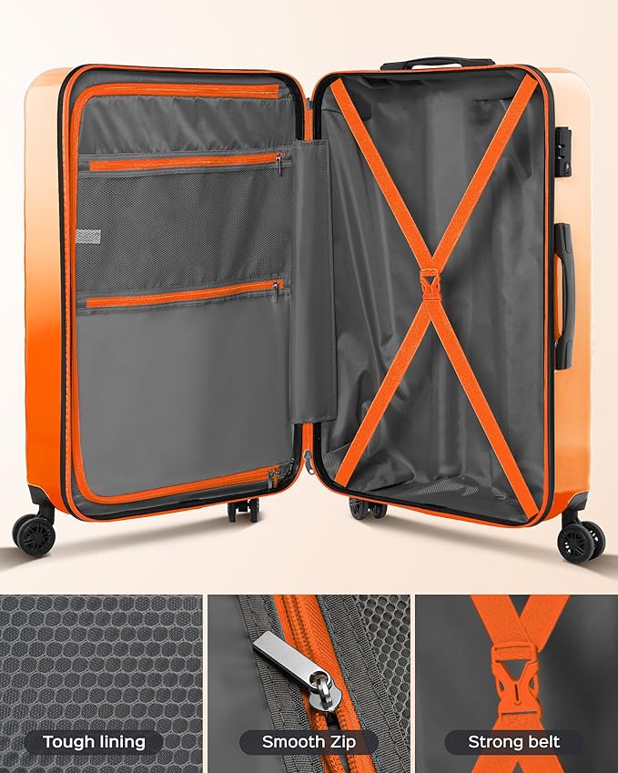 Suitour Carry on Suitcase Airline Approved, Hardside Lightweight Rolling Luggage for Women (20" Carry-on)