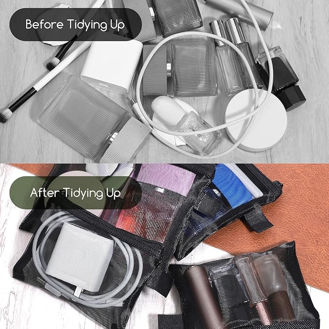 4 Pcs Small Mesh Makeup Bag with Zipper Mini Cosmetic Bags for Lipsticks Purse Organizer Pouches Small Travel Kit Storage Pouch Multipurpose Nylon Bag Beauty Makeup Cosmetic Accessories Organizer