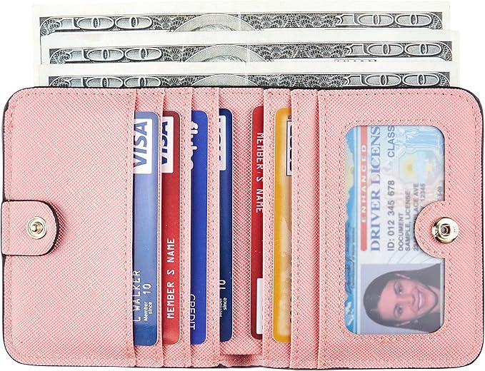 Toughergun Women’s Small Slim Leather Wallet with RFID Protection, Compact Bifold Mini Purse with Clear ID Window