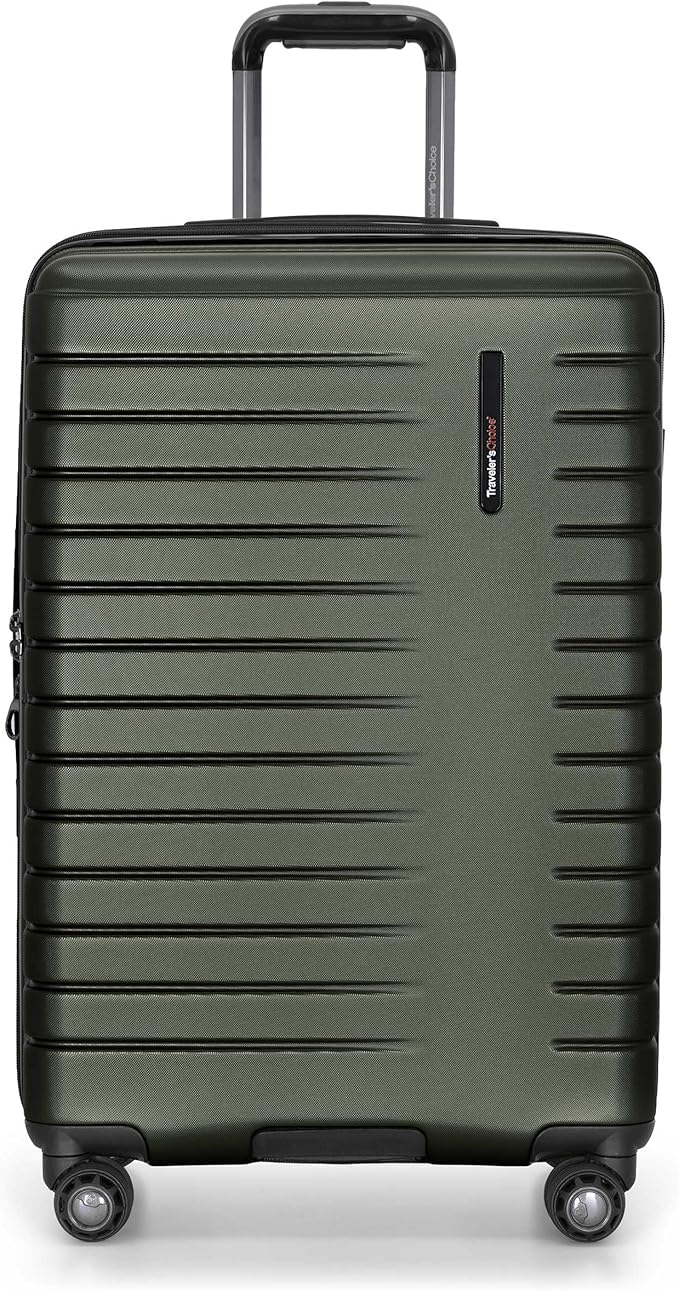 Traveler's Choice Archer Polycarbonate Expandable Luggage with Spinner Wheels, Green, Checked 26-Inch